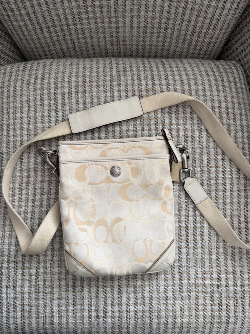 Coach Cream and Beige Signature Crossbody Bag